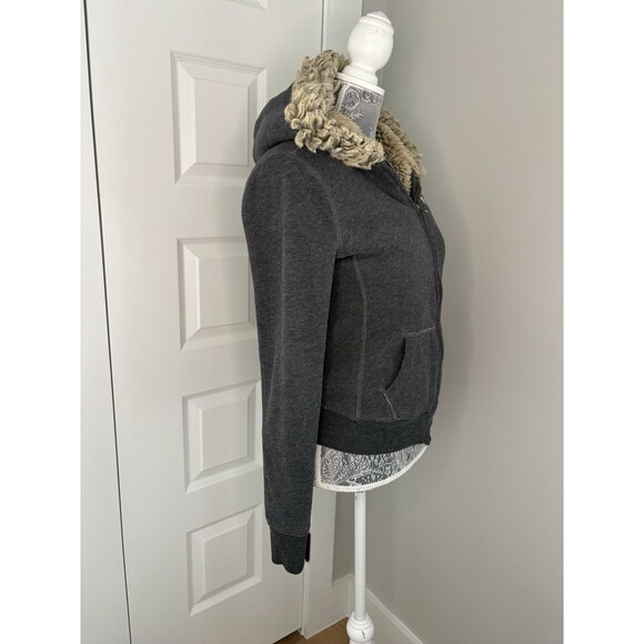 Abercrombie & Fitch A&F Y2K Winter Fur Hoodie Full Zip Jacket Sz medium Vintage - Picture 3 of 5